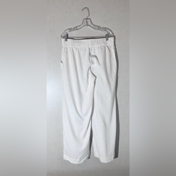 White Palazzo Pants Linen/ Cotton Blend Sz L Lily Pulitzer - Picture 2 of 4